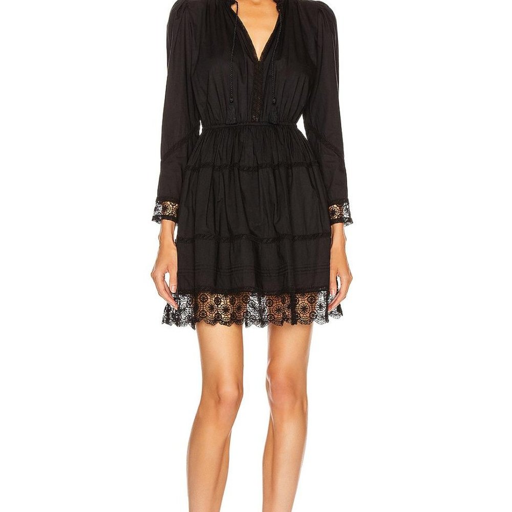 NWT ulla Johnson black Helene eyelet dress 0